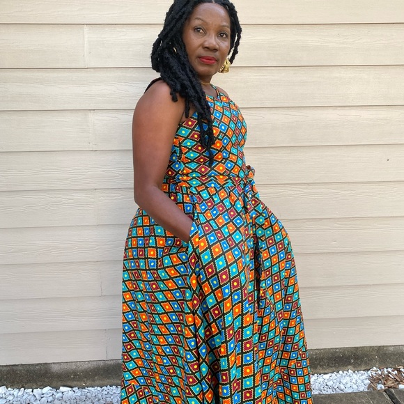 WOMEN AFRICAN PRINT,LONG MAXI DRESS. - Picture 1 of 4